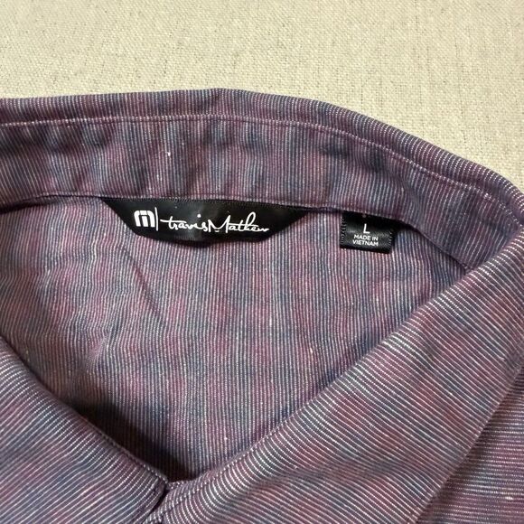 Travis Mathew Shirt Mens Large Patterned Short Sleeve Button Up Mauve Purple - Picture 4 of 6